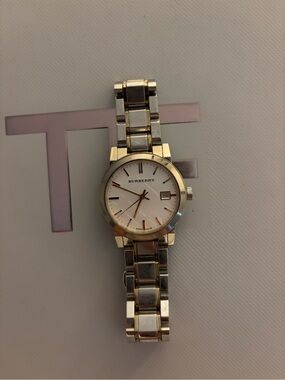 Burberry Two-Tone Silver and Gold Bracelet Watch - White Dial
